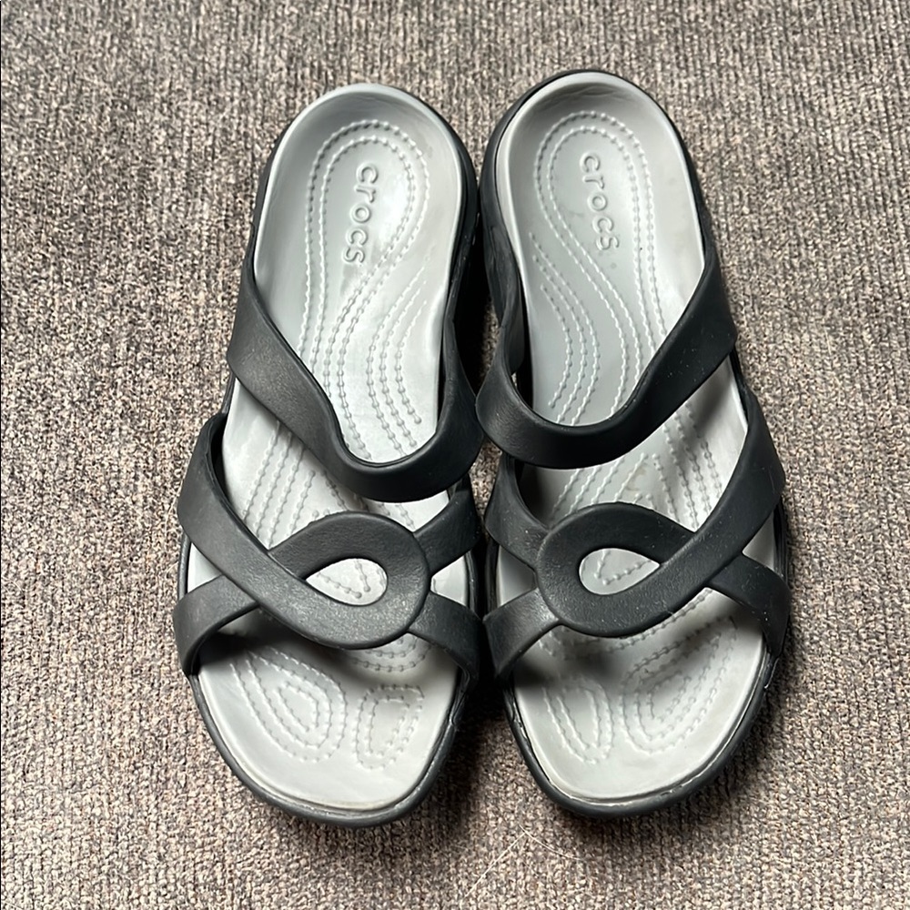 CROCS Black and Gray Meleen Twist Sandals Size 9